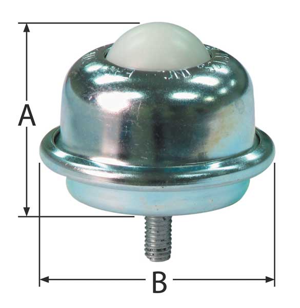 Ball Transfer, Threaded, 1-1/2In Ball Dia