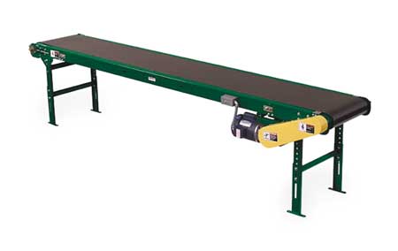 Slider Bed Belt Conveyor, 21 ft L, 22 1/2 in W, 385 lb Load Capacity