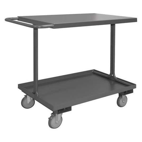 Steel Easy-Access Utility Cart with Lipped & Flush Metal Shelves, Flat, 2 Shelves, 1,200 lb