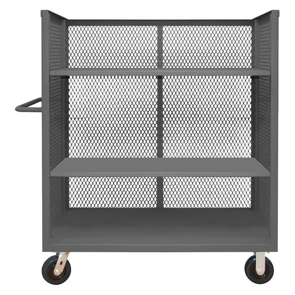 14 ga. Steel 3 Sided Mesh Stock Cart 3600 lb. Capacity, 54-1/2