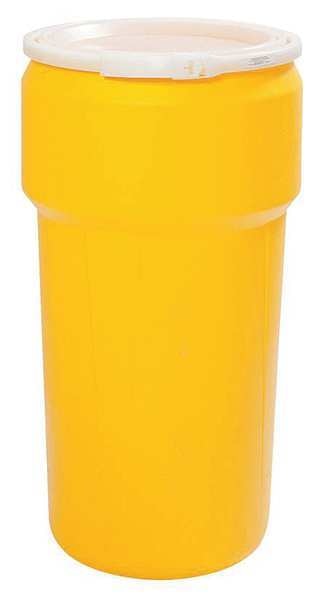 Open Head Transport Drum, Polyethylene, 20 gal, Unlined, Yellow