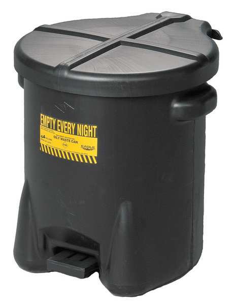 Oily Waste Can, 14 gal, Polyethylene, Black