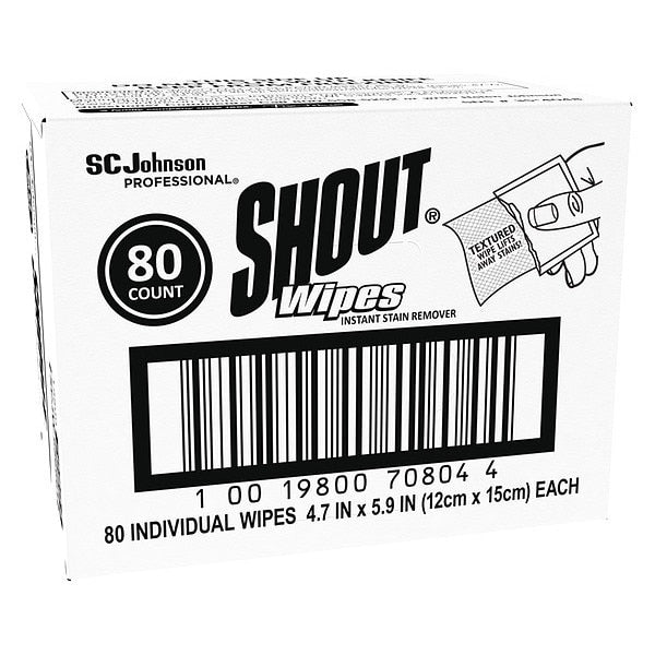 Stain Treater Wipes, White, Packet, Paper, Stain Remover, 80 Wipes, 6 in x 4 3/4 in, Lemon