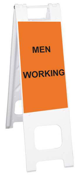 A-Frame Barricade Sign, Plastic, 45 in H, 3 in L, 13 in W, White