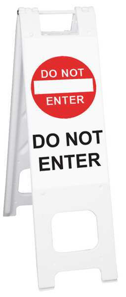 A-Frame Barricade Sign, Plastic, 45 in H, 3 in L, 13 in W, White