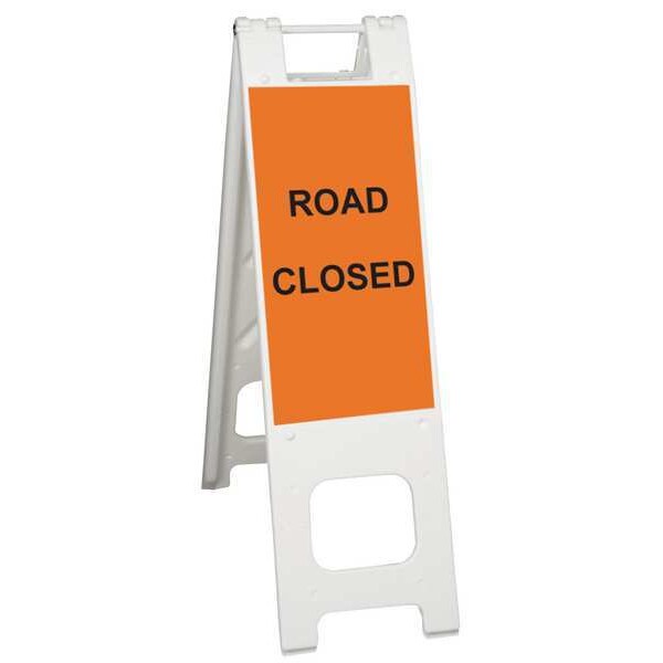 A-Frame Barricade Sign, Plastic, 45 in H, 3 in L, 13 in W, White