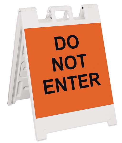 A-Frame Barricade Sign, Plastic, 36 in H, 3 in L, 25 in W, White