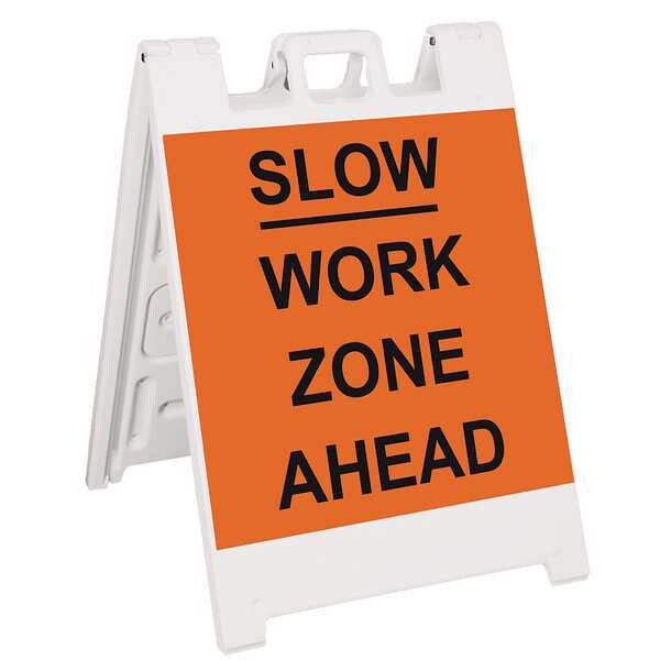 A-Frame Barricade Sign, Plastic, 36 in H, 3 in L, 25 in W, White