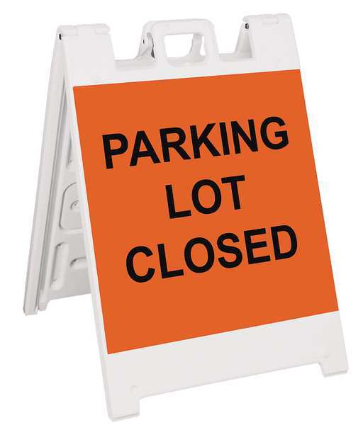 A-Frame Barricade Sign, Plastic, 36 in H, 3 in L, 25 in W, White