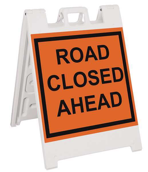 A-Frame Barricade Sign, Plastic, 36 in H, 3 in L, 25 in W, White