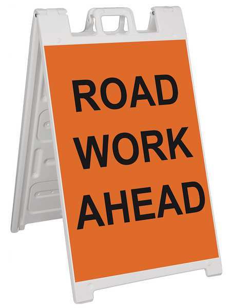 A-Frame Barricade Sign, Plastic, 45 in H, 3 in L, 25 in W, White