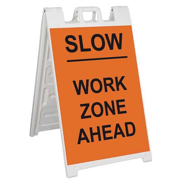 A-Frame Barricade Sign, Plastic, 45 in H, 3 in L, 25 in W, White