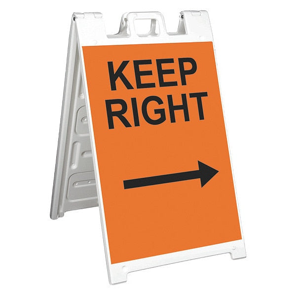 A-Frame Barricade Sign, Plastic, 45 in H, 3 in L, 25 in W, White