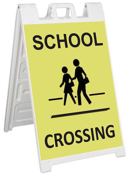 A-Frame Barricade Sign, Plastic, 45 in H, 3 in L, 25 in W, White