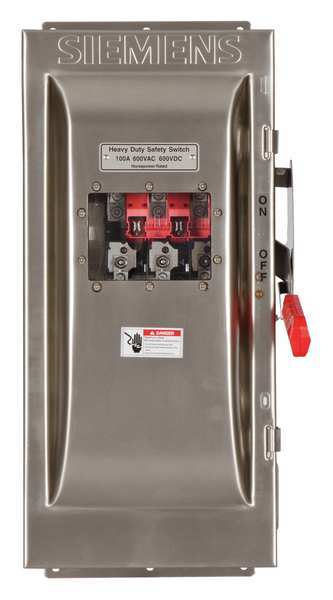 Nonfusible Safety Switch, Heavy Duty, 600V AC, 3PST, 100 A, NEMA 3R