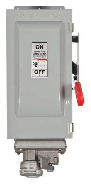 Fusible Safety Switch, Heavy Duty, 600V AC, 3PST, 30 A, NEMA 1