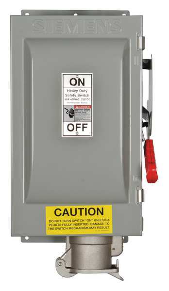 Fusible Safety Switch, Heavy Duty, 600V AC, 3PST, 60 A, NEMA 3R