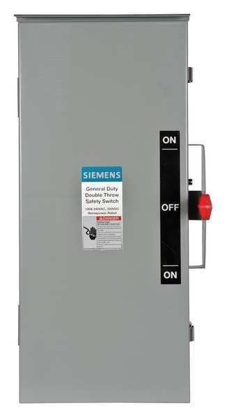 Nonfusible Safety Switch, General Duty, 240V AC, 2PDT, 100 A, NEMA 3R