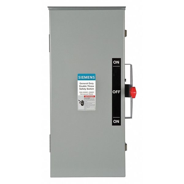 Nonfusible Safety Switch, General Duty, 240V AC, 3PST, 100 A, NEMA 3R
