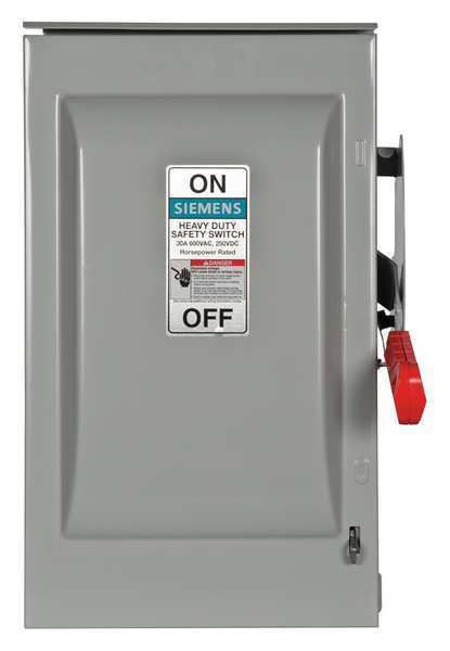 Fusible Safety Switch, Heavy Duty, 600V AC, 3PST, 30 A, NEMA 1