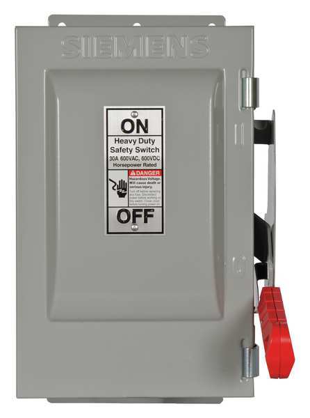 Nonfusible Safety Switch, Heavy Duty, 600V AC, 2PST, 30 A, NEMA 3R