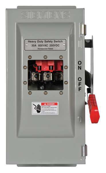 Fusible Safety Switch, Heavy Duty, 600V AC, 3PST, 30 A, NEMA 1