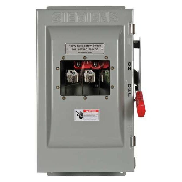 Fusible Safety Switch, Heavy Duty, 600V AC, 3PST, 60 A, NEMA 3R