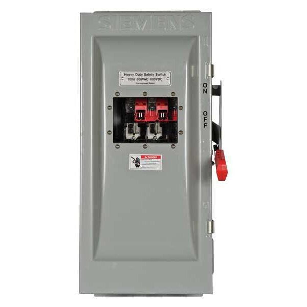 Fusible Safety Switch, Heavy Duty, 600V AC, 3PST, 100 A, NEMA 3R