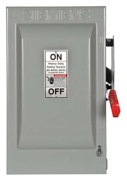 Nonfusible Safety Switch, Heavy Duty, 600V AC, 2PST, 60 A, NEMA 1