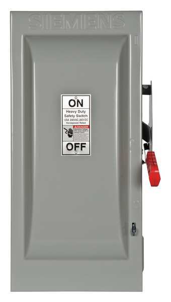 Fusible Safety Switch, Heavy Duty, 240V AC, 2PST, 100 A, NEMA 1