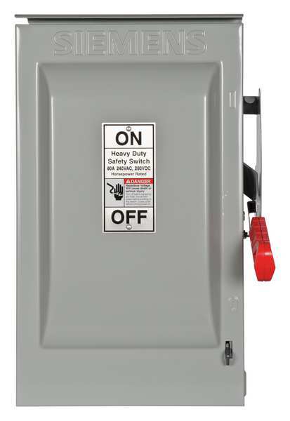 Fusible Safety Switch, Heavy Duty, 240V AC, 2PST, 60 A, NEMA 3R