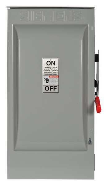 Fusible Safety Switch, Heavy Duty, 240V AC, 2PST, 200 A, NEMA 3R