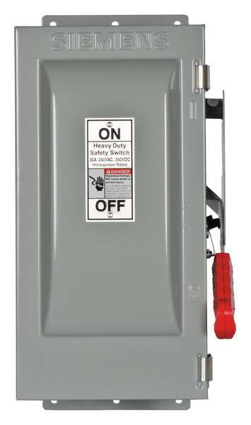 Fusible Safety Switch, Heavy Duty, 240V AC, 3PST, 30 A, NEMA 12