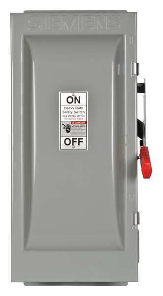 Fusible Safety Switch, Heavy Duty, 240V AC, 3PST, 100 A, NEMA 12