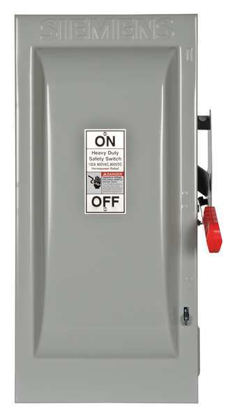 Fusible Safety Switch, Heavy Duty, 600V AC, 3PST, 100 A, NEMA 1