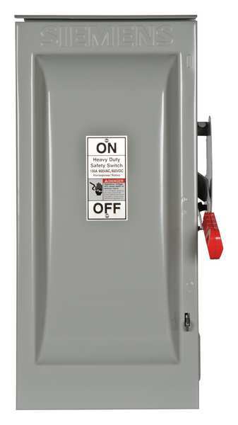 Fusible Safety Switch, Heavy Duty, 600V AC, 3PST, 100 A, NEMA 3R