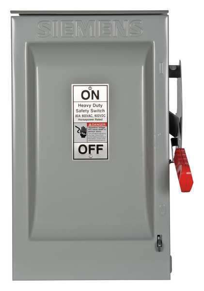 Nonfusible Safety Switch, Heavy Duty, 600V AC, 3PST, 60 A, NEMA 3R