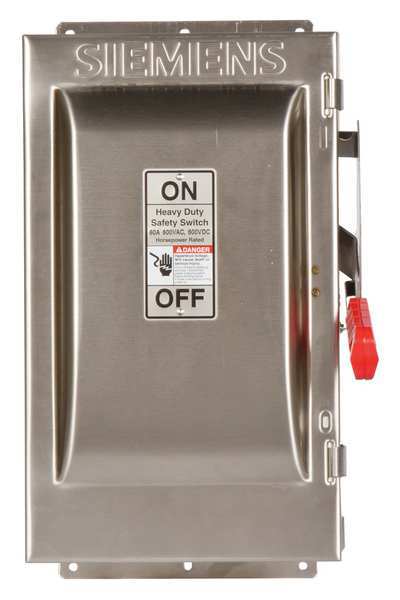 Fusible Safety Switch, Heavy Duty, 600V AC, 3PST, 60 A, NEMA 3R