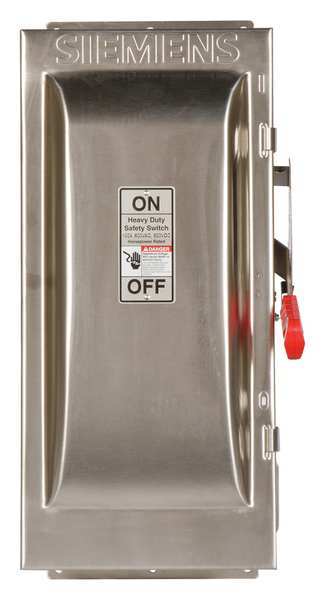 Fusible Safety Switch, Heavy Duty, 600V AC, 3PST, 100 A, NEMA 3R