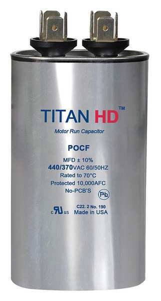 Motor Run Capacitor, 25 MFD, 440V, Oval