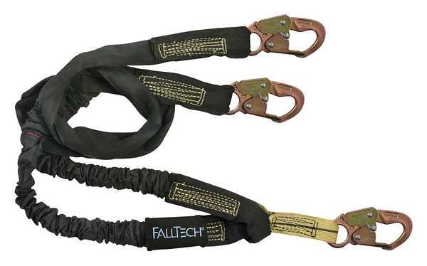 Shock Absorbing Lanyard, 6 ft., 310 lb. Weight Capacity, Black