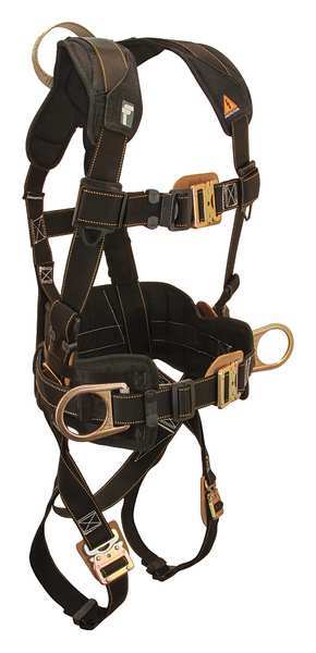 Full Body Harness for Hot Work, Vest Style, L, Nomex(R), Black