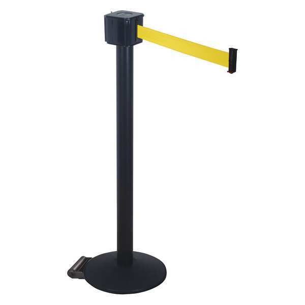 Barrier Post with Belt, 30 ft. L, Yellow