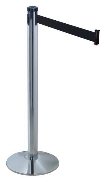 Barrier Post with Belt, 10 ft. L, Black