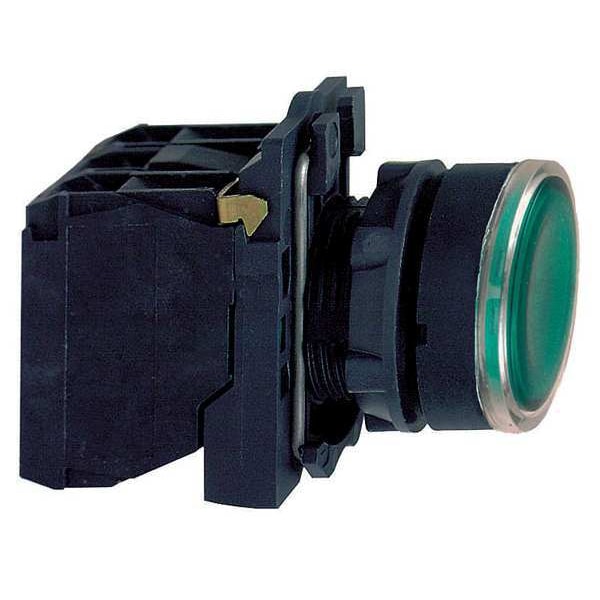 Illuminated Pushbutton, 22 mm, 1NO/1NC, Round, Green
