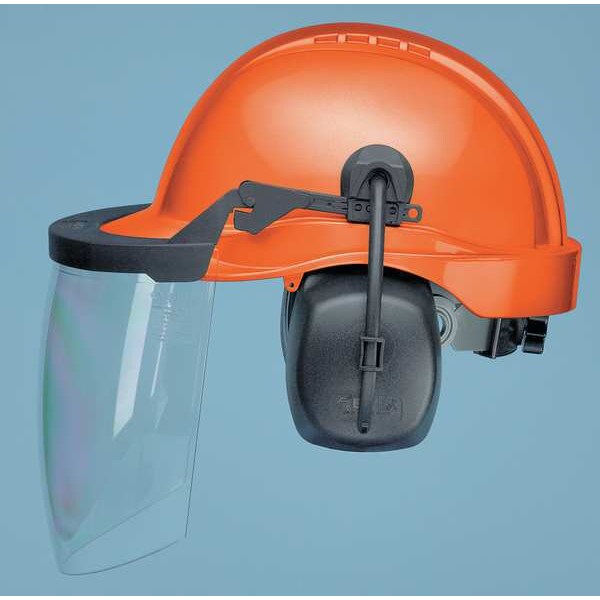 Front Brim Hard Hat, Type 1, Class E, Ratchet (6-Point), Orange (Cap)/Black (Muff)