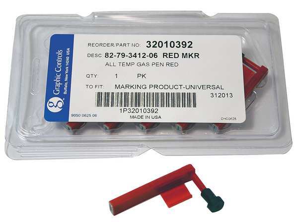 Chart Recorder Pen, Red, 0.800 In Fine, PK6