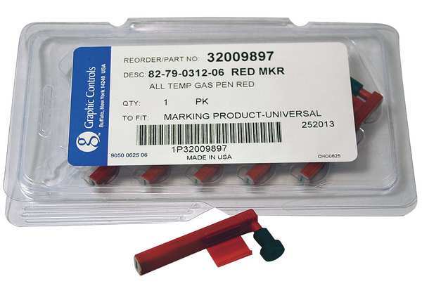 Chart Recorder Pen, Red, 0.537 In Bold, PK6