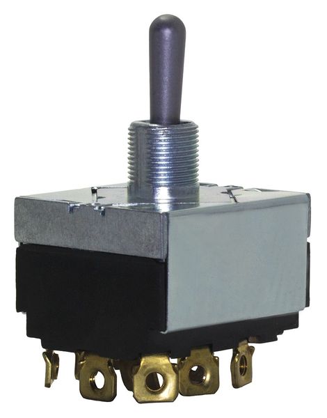 Toggle Switch, 3PDT, 9 Connections, On/On, 3/4 hp, 10A @ 250V AC, 15A @ 125V AC