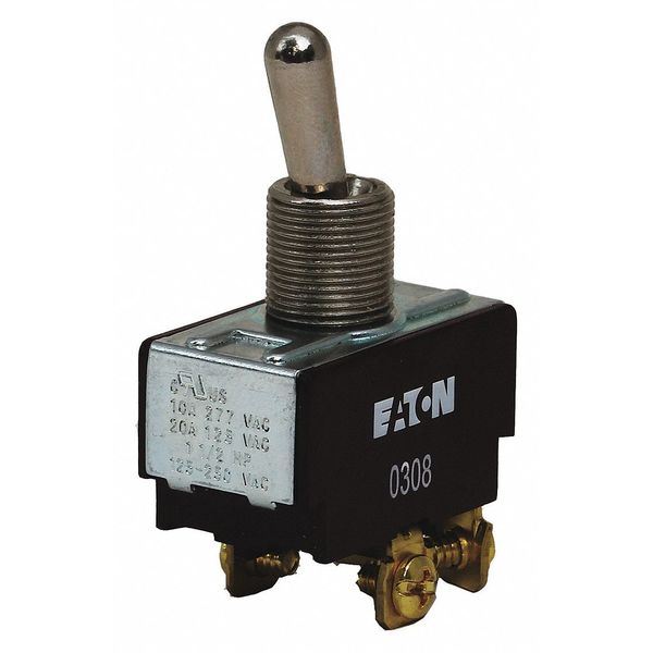 Toggle Switch, DPDT, 6 Connections, On/Off/On, 1 1/2 hp, 10A @ 277V AC, 20A @ 125V AC